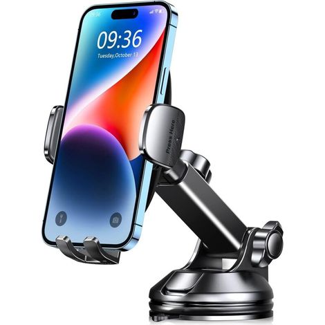 Support Téléphone Voiture, 2025 Amélioré [Ventouse Ultra Puissante] Porte Voiture Telephone Tableau de Bord, Rotation 360° & Opération à Une Main, Attache Voiture Pare-Brise (4-7" Smartphone) (1/5)