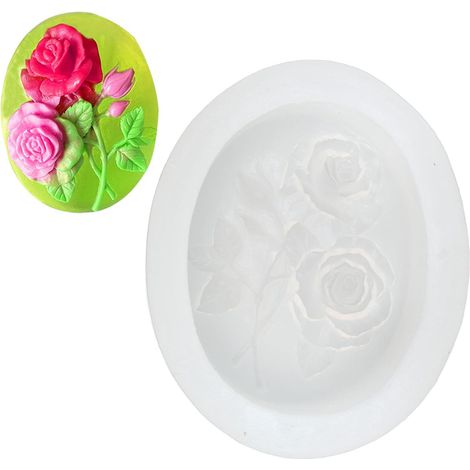 Moule de silicone de fleur de rose, moule de savon bricolage pâte de gomme de gomme bonbon au chocolat moule fondant à la main gâteau à cupcakes à la main Décoration de topper (1/5)