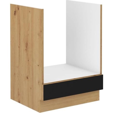 MODENA - Mobile basso forno - 60 x 52 x 82 cm - Rovere artigianale / Nero opaco - Piano di lavoro non incluso