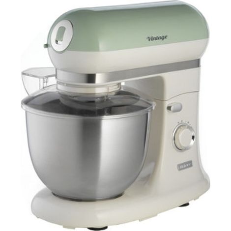 Robot pâtissier 5,5 L inox – Moteur 2400 W – 10 vitesses – Accessoires : crochet pétrisseur, fouet cœur, batteur – Design rétro élégant – Ariete