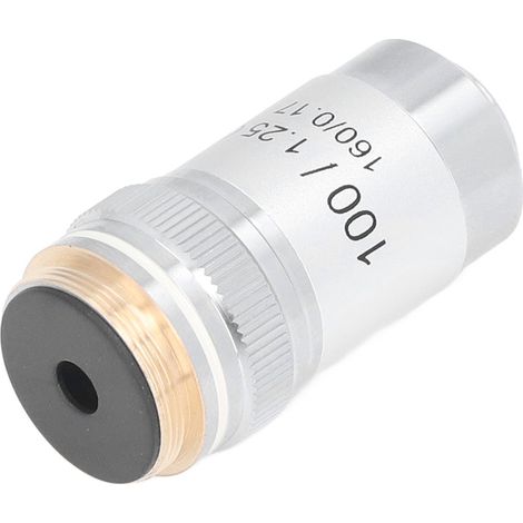 100-fache achromatische Objektivlinse aus verchromtem Messing, Hochleistungs-Mikroskopobjektiv, 20,2-mm-Gewinde, Präzisionsoptik (1/5)