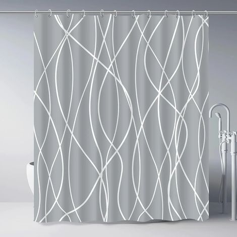 Filiyano-Rideau de douche moderne à rayures noires et blanches ondulées, rayures dégradées, rideau de douche décoratif pour salle de bain, 300 x 180