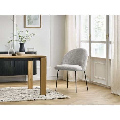 BOBOCHIC - Chaise LALIE tissu chiné et pieds métal noir Gris clair (1/5)