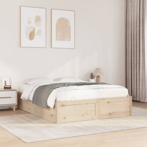 Bed Frame without Mattress 150x200 cm King Size Solid Wood Pine vidaXL (1/5)