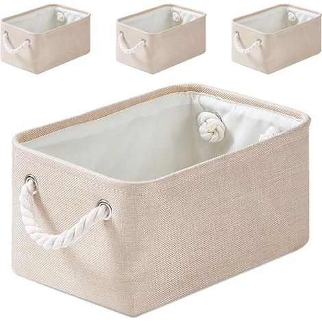 4 Aufbewahrungsboxen aus dickem Stoff – mit Griff, 31 x 21 x 13 cm, hellkhaki (1/5)