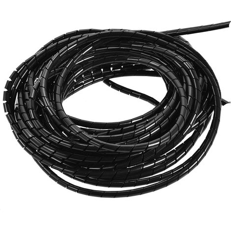 Enrouleur de câble spiralé 10 m, noir, 6 mm, pour PC, TV et bureau à domicile. Idéal pour dissimuler et ranger les câbles. (1/5)