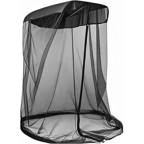 Moustiquaire de protection pour fauteuil à baldaquin, tente anti-insectes en filet noir avec fermeture éclair et toit imperméable (1/5)