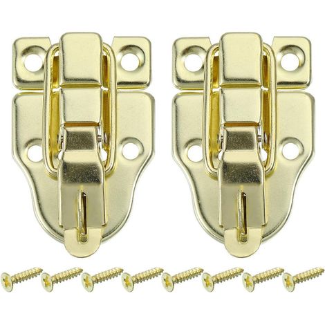 2er Set Truhenverschlüsse mit Vorhängeschlossloch, goldfarben