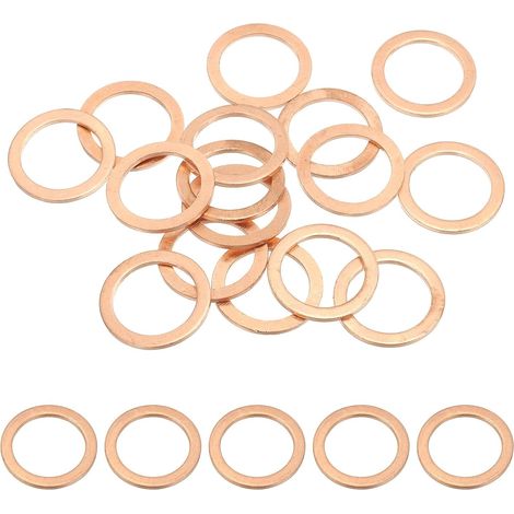 Joint Cuivre M18, 15 Pièces 18mm ID 24mm OD 1.5mm D'Épaisseur Rondelle Plate Métrique pour Vis Boulon Bouchons de Vidange D'Huile (1/5)