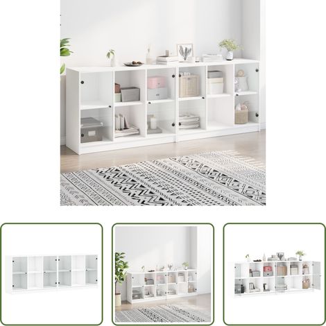 Rangement livres - Bibliothèque avec portes blanc 204x37x75 cm bois d'ingénierie (1/5)