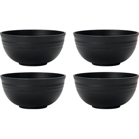 (Lot de 4 bols noirs) Bols à céréales, réutilisables, adaptés pour contenir des aliments. (1/5)
