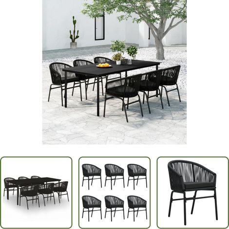 Salle à manger de jardin - Ensemble à manger de jardin 7 pcs Noir (1/5)