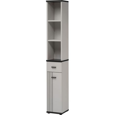 Colonne de rangement d'entrée Hugo - Bois MDF cachemire et noir - 30 x 203 x 32 cm - Livraison gratuite (1/5)