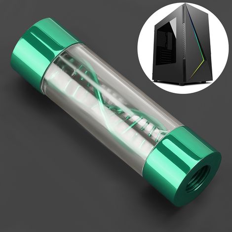 Compteur de débit d'eau G1/4 pour refroidissement liquide PC, indicateur de flux vert avec spirale métallique (1/5)