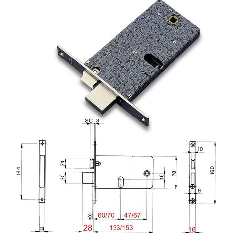 Serratura Metallo Infilare 770 Omec B.q Nich F.mm 16 F.ovale M1 con Scr