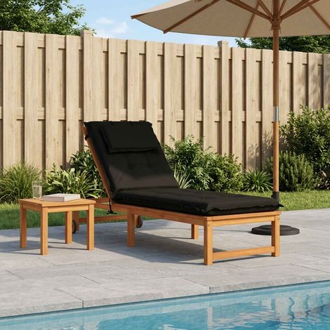 vidaXL Coussin de transat GEMERT 100 % polyester Noir 190 x 60 x 9 cm (1/5)