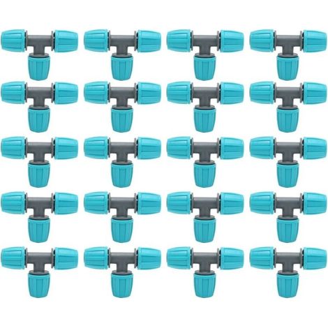 Lot de 20 té tuyau connecteur 16mm en PE – Raccord rapide pour irrigation – Dimensions 9.3x6 cm – Résistant à l'usure et à la corrosion (1/5)