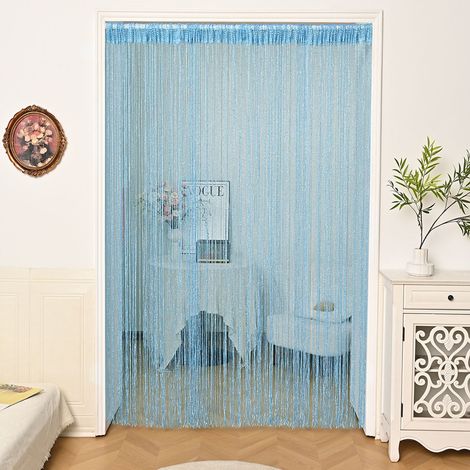 Rideau À Franges - Rideau À Perles En Fil Métallique Argenté - Pour Séparation De Pièce Porte Fenêtre Ou Décoration Intérieure - 100 × 200 cm - 1 Pièce (1/5)