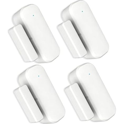 Lot de 4 Capteur de Porte et Fenêtre Zigbee, Détecteur Ouverture Porte, Capteur de Porte et de Fenêtre Intelligent, Alarme Maison sans Fil Zigbee Hub Requis Compatible avec Alexa/Google Assistant (1/5)