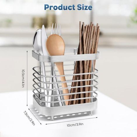 Porte-ustensiles de cuisine - Organisateur de cuisine - Rangement - Porte-couverts - Acier inoxydable - Pot à spatule - (1/5)