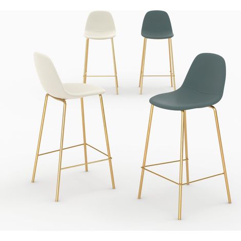 Paquete de 4 sillas para isla central Henrik blancas y verdes 65 cm