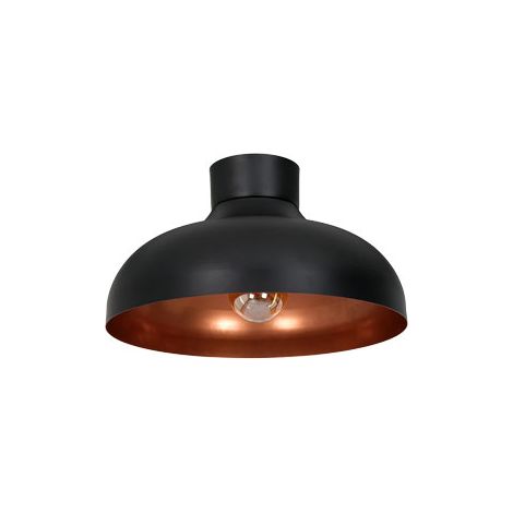 Plafoniera loft Basca nera interno rame E27 Luminex