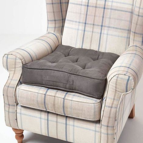 Coussin d'assise rehausseur en suédine Gris foncé, 50 x 50 x 10 cm (1/4)