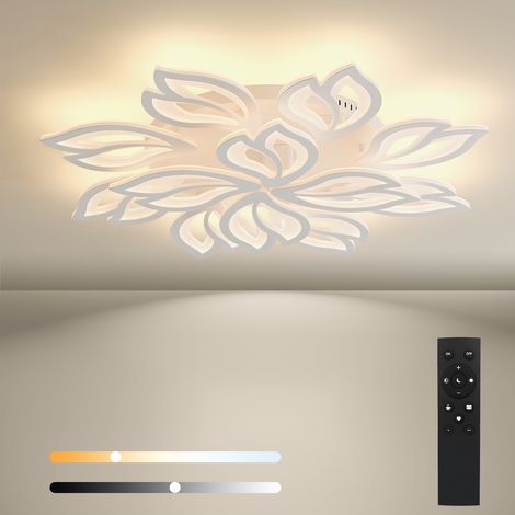 BAYHT Dimmable Ceiling Light with Remote Control, 84W LED Ceiling Lights Fixtures Brightness Adjustable, Modern Ceiling Lamp LED for Living Room Bedroom, 12 Leaves Floral Lamp Φ89cm (1/5)
