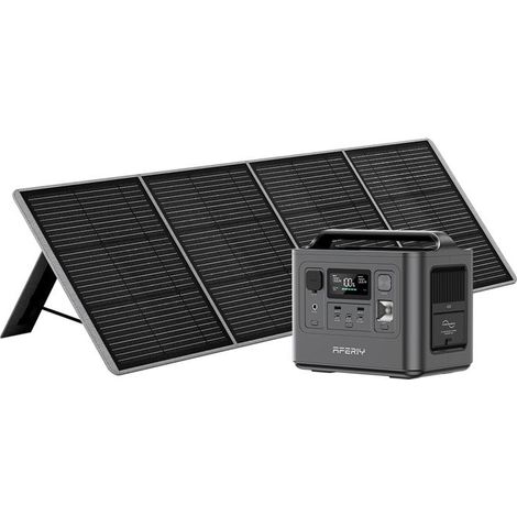 Tragbares Stromaggregat - AFERIY - 512Wh - 800W - Faltbares Solarpanel 200W - LiFePO4-Batterie, IP65