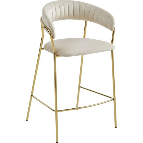 Tabouret Badia - velours beige / pieds dorés x 1 (1/5)