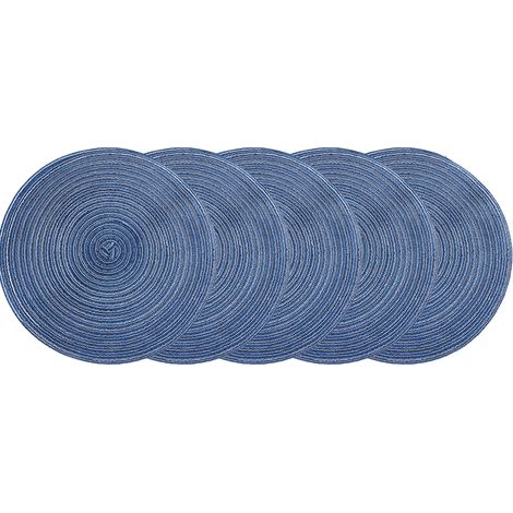 Sous-Plat Ronde - Tissé en Fibre Naturelle - Résistant à la Chaleur - Pour Table à Manger - Lot de 5 (1/5)