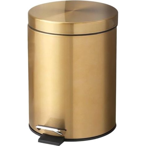 Poubelle cosmétique à pédale Anti Trace 3 litres Petite Poubelle pour Salle de Bain avec Support à Sacs Poubelle intégré Acier inoxydable (1/5)