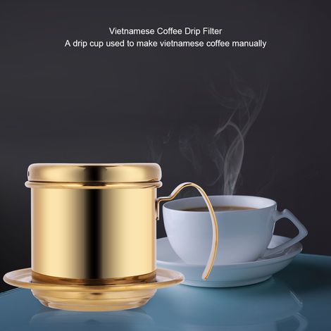 Filtre à café vietnamien en inox doré, infuseur pour tasse, extracteur de café fait maison, accessoire de préparation, moka filtre réutilisable, taille unique (1/5)
