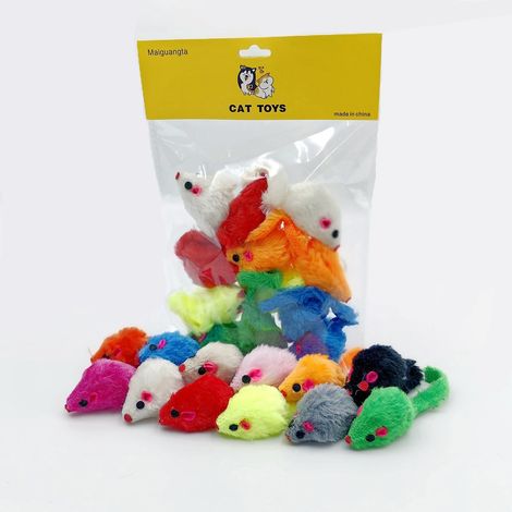 12 juguetes de ratón para gatos, juguetes de ratón de piel sintética con cuerpo de plástico, juguetes interactivos con hierba gatera para gatos de interior, ¡perfectos para gatitos, gatos y cachorros