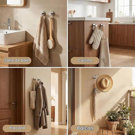 Wall Mounted Hooks Round Stainless Steel Towel Hook Bathroom for Bedroom, Kitchen and Entrance (1/4)