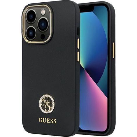 iPhone 13 Pro Guess Silikonhülle Logo Strass Schwarz (1/5)