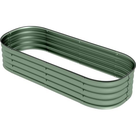 Potager surélevé modulaire 150 x 62 x 30 cm en acier galvanisé à fond ouvert, vert (1/5)