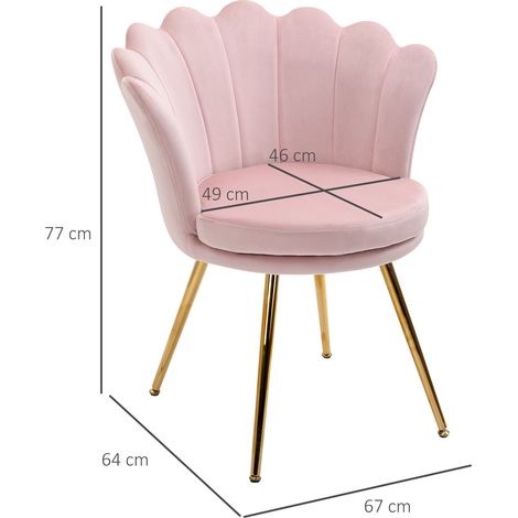 Fauteuil coquillage en velours de style vintage (avec pieds en or rose) (1/5)