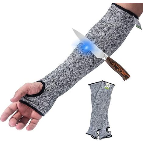 Résistance aux coupures Knit manches protection de niveau5,Slash résistant Sécurité de protection Bras manches avec fente pour pouce Aide à prévenir les égratignures Rayures les irritations de la peau (1/5)