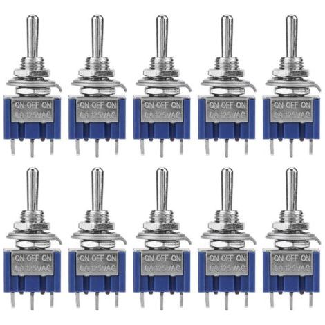 Lot de 10 interrupteurs à bascule 6A 125VAC – Interrupteur 3 positions 3 broches – Diamètre bouton 6 mm pour projets électroniques (1/5)