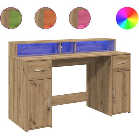 Maison Exclusive - LED-Schreibtisch Artisan-Eiche 140x55x91 Holzw