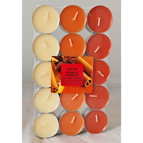 PACK 30 unid. VELAS CON AROMA NARANJA-CANELA 3,7cm MAGIC LIGHTS (1/2)
