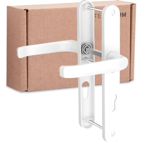 1 Set - Poignée de porte - Aluminium - Pour portes d&39entrée principales et secondaires - Design moderne et montage facile - Blanc Trafic - 128x92mm (1/5)