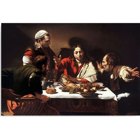 Tableau sur toile REPRODUCTION La Cène à Emmaüs - Caravaggio 60x40 (1/5)