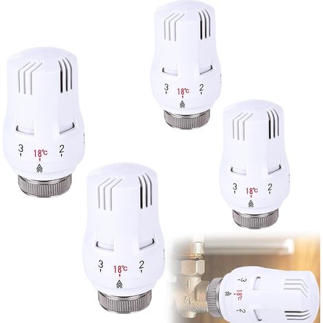 Set mit 4 Thermostatköpfen: Heizkörperventil M 30 x 1,5, Thermostat-Kühlkopf, Thermostatkopf-Ersatz, Thermostatkopf, Heizkörperventil-Ersatzkopf, Ersatzkopf