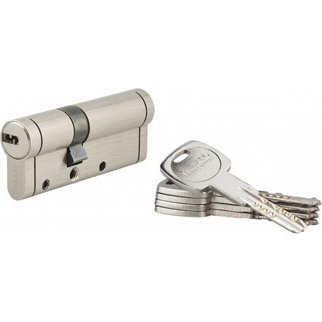 Cilindro europeo TRAFIC 12 doppia entrata 30 x 50 mm, nichelato, anti-perforazione, anti-rottura, 5 chiavi piatte – THIRARD (1/5)
