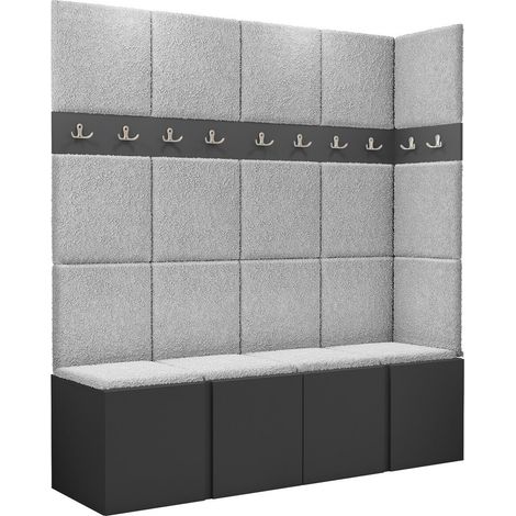 Conjunto para recibidor Pinis II, Abriamo 6, 186x168x46cm, Aglomerado laminado, Tapiz, Colocada, Montada en la pared