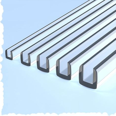 Beyamis Bandes d'étanchéité transparentes en forme de U de 3 m pour tables en verre, bandes de protection des bords, placage de chant pour armoire en verre trempé (12-13 mm) (1/5)