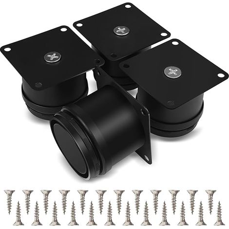 Möbelfüße Verstellbar Schwarz, 4er Set Füße für Möbel, 50mm Möbelfuß Höhenverstellbar Schrankfüsse Stellfüße Höhenverstellbare Schrank Verstellbare Beine Furniture Legs Schrankbeine Metall