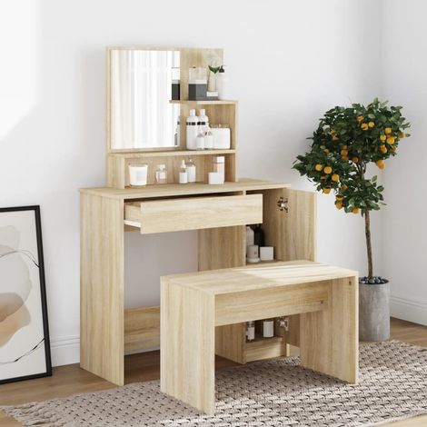 Schminktisch-Set Sonoma-Eiche 86,5x35x136 cm (1/5)